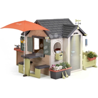 Smoby Domček Záhradník s lampou nad vchodom Garden House Life s odkvapom rozšíriteľný