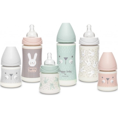 Suavinex fľaša na kašu Premium Hygge vousky růžová 360 ml