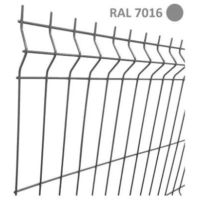 МРЕЖА-ОГРАДНО ПАНО ПОЦИНКОВАНО АНТРАЦИТ С ПВЦ ф4.5 2.5х1м (rall7016m)