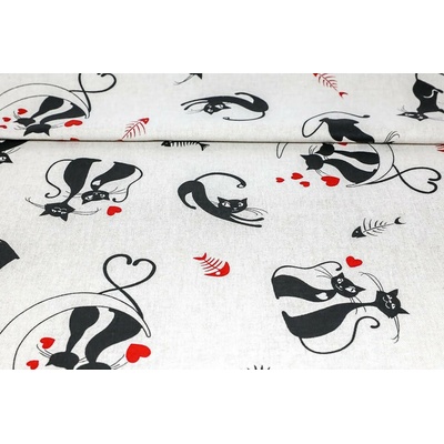 MADE IN ITALY Dekorační látka Black cats, š. 140 cm Vícebarevná Šířka 140 cm