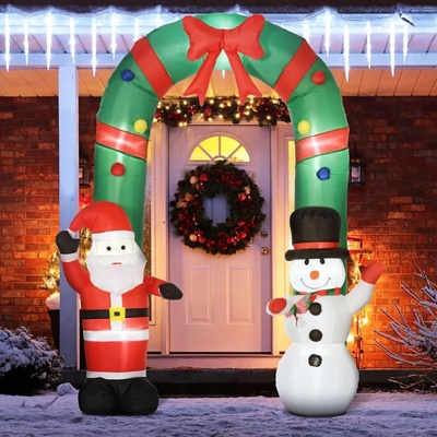 HOMCOM Nafukovací oblouk Santa Claus a sněhulák 245 cm