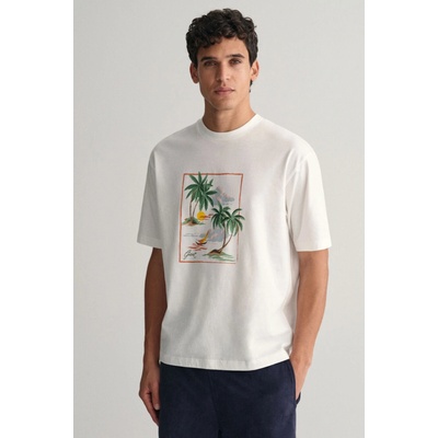 Gant Hawaii Printed Graphic SS T-Shirt biele