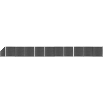 vidaXL Ограден панел, WPC, 1830x(105-186) см, черен (3070446)