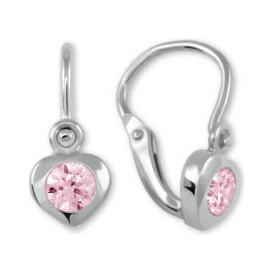 Soliter Zlaté detské náušnice Srdiečka s ružovým kryštálom 236 001 00675 07