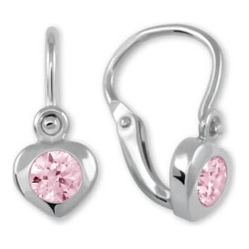 Soliter Zlaté detské náušnice Srdiečka s ružovým kryštálom 236 001 00675 07