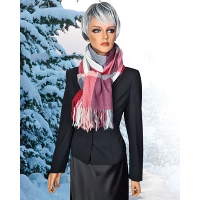 Classic Scarf zimní kostkovaná vlněná šála s třásněmi