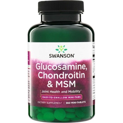 Swanson Glukosamin + Chondroitin + MSM 360 mini tablety
