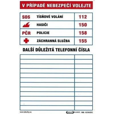 Tabule informační Tabulka důležitých telefonních čísel A4