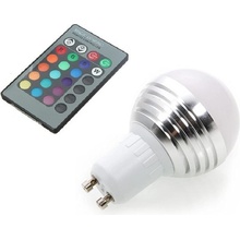 RGB LED žárovka 3W kulatá GU10 3 ks