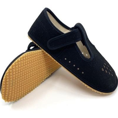 Beda Barefoot papuče Just Black perforované BF 060010/W/PF/B
