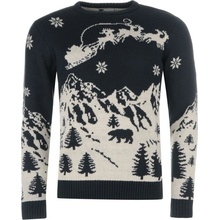 Star Xmas F Isle Knit S54 Navy F I Deer