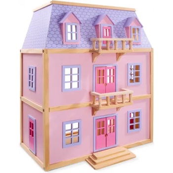 Melissa & Doug - Дървена къща за кукли на три етажа с обзавеждане (14570)