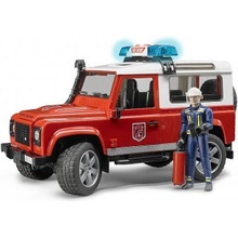 Bruder Zásahové hasičské vozidlo Land Rover Defender Station Wagon s figúrkou hasiča a hasiacim prístrojom 02596 1:16