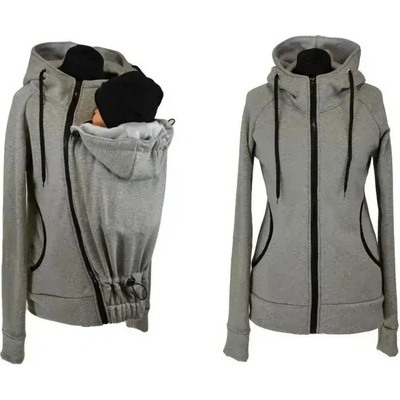 Shara nosící mikina kratší celá šedá/černé doplňky