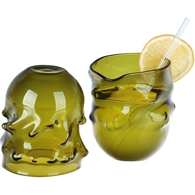 DT GLASS Cool sklenička z láhve od vína s abstraktně tvarovaným dekorem a oblým dnem čirá 1 kus bez krabičky 90 ± 5 mm 200 ml