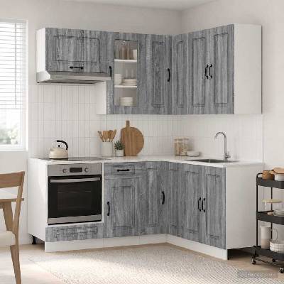 vidaXL Кухненски единица KALMAR 8 pcs Сив Сонома Инженерна дървесина (3438377)