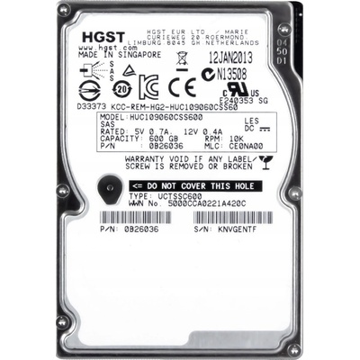 HGST 600 GB 2,5" SAS, HUC109060CSS600