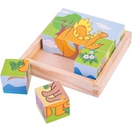 Bigjigs Toys Дървени кубчета Bigjigs - Dinosaur Cube Puzzle (BJ513)