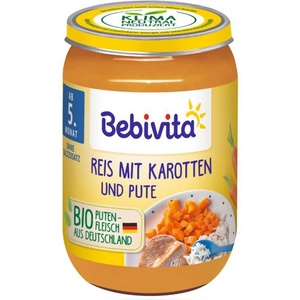 Bebivita Био Пюре Ориз с моркови и пуешко месо 190 гр. - 5+ месеца