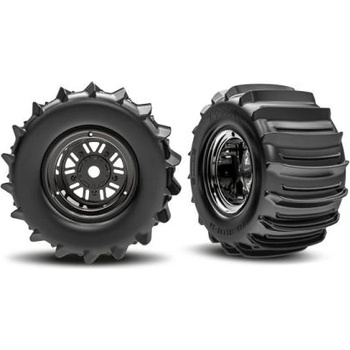 Traxxas колело 3.6/4, 7", диск Sand Car черен хром, гума belted paddle (задни) (чифт)