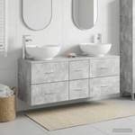vidaXL Комплект мебели за баня 3 бр. Бетонно сиво 129 x 44.5 x 80 см (3405910)
