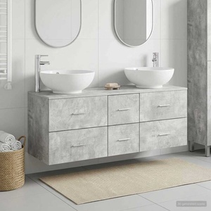 vidaXL Комплект мебели за баня 3 бр. Бетонно сиво 129 x 44.5 x 80 см (3405910)