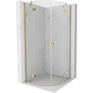 Mexen Mist полукръгла душ кабина с отваряеми врати 80 x 80 см, прозрачна, златна - 8A33-080-080-50-00 (8A33-080-080-50-00)