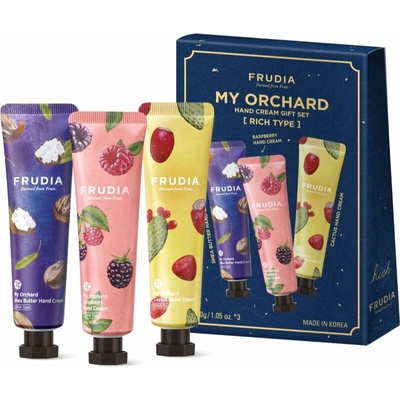 Frudia My Orchard Frudia My Orchard Shea Butter extra výživný krém na ruky 30 ml + Frudia My Orchard Raspberry Wine extra výživný krém na ruky 30 ml + Frudia My Orchard Cactus extra výživný krém na ru