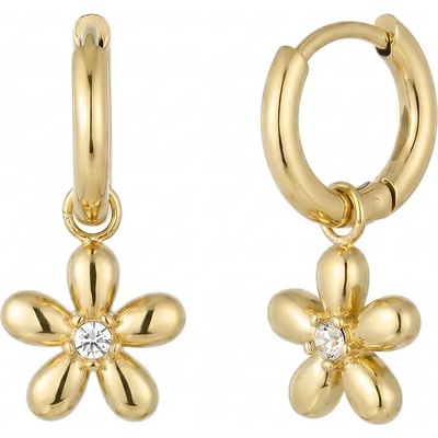 Elanis Jewel Pozlacené visací náušnice Daisy se zirkonem z chirurgické oceli EJ00862