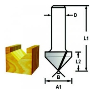 Makita Фрезова фреза за канали MAKITA V-образна, опашка 6 мм, 19x16x48 мм D-47880 (D-47880)