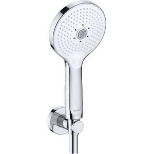 Duravit - Комплект от душ-глава, държач и маркуч, 3 режима на струята, хром/бяло UV0712001005 (UV0712001005)