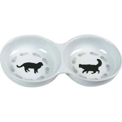 Flamingo Cat bowl - Порцеланова двойна купа за храна и вода за котки, 3, 5 x 11 x 22 см