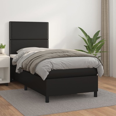 Petrashop 3142767 boxspring postel s matrací černá umělá kůže
