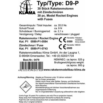 Klima raketový motor D9-P 30ks