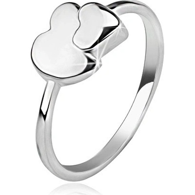 Šperky eshop prsten ze stříbra 925 asymetrické a symetrické srdce E6.12