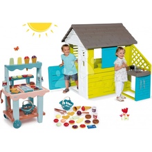 Smoby set domček Pretty Blue a Écoiffier vozík Délices a košík 810703-12
