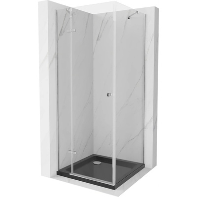 Mexen Roma отваряща се душ кабина 80 x 80 см, прозрачна, хромирана + черен (854-080-080-01-00-4070)