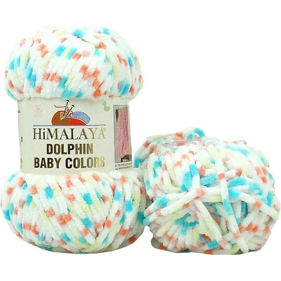Himalaya příze Dolphin Baby Colors 80415 bílá, tyrkysová, lososová, žlutá