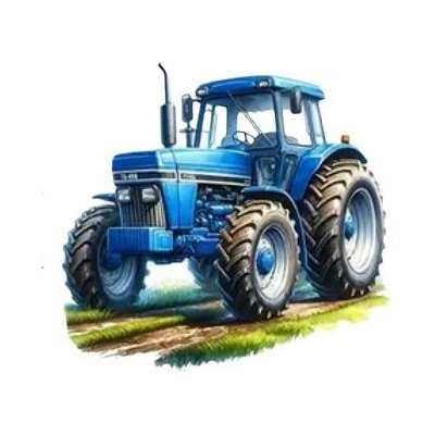 Nažehlovací obrázek - traktor modrý III (8,0 x 7,44 cm)