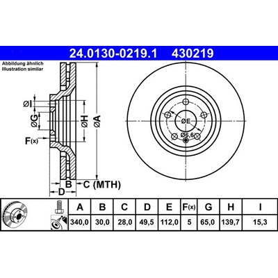 Brzdový kotúč ATE 24.0130-0219.1 (24013002191)