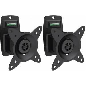 Digitus TV monitor wall mount, swivel function +/- 15°, rotatable 360°, up to 15 kg, up to approx. 27 monitors, black (pack of 2) - DA-90350