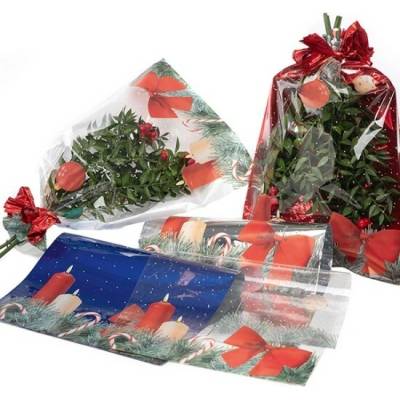 PNP Plast Vánoční dárkový sáček - transparent Candles - 22,5 x 35 cm - 100 ks