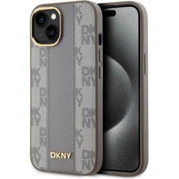 DKNY Калъф DKNY PU Leather Checkered Pattern MagSafe за iPhone 15, DKHMP15SPCPVSLE, Бежов (DKHMP15SPCPVSLE)