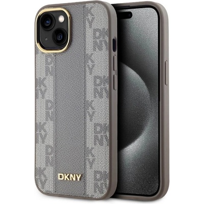 DKNY Калъф DKNY PU Leather Checkered Pattern MagSafe за iPhone 15, DKHMP15SPCPVSLE, Бежов (DKHMP15SPCPVSLE)