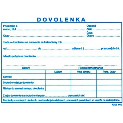Igaz 012 Dovolenka A6 100-list