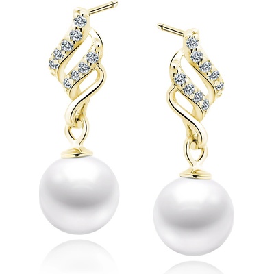Olivie strieborné náušnice BIELA ​​PERLA GOLD 7520