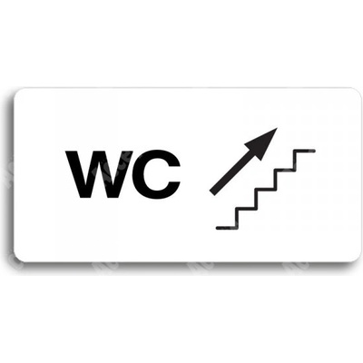 ACCEPT Piktogram WC VPRAVO NAHORU - bílá tabulka - černý tisk bez rámečku