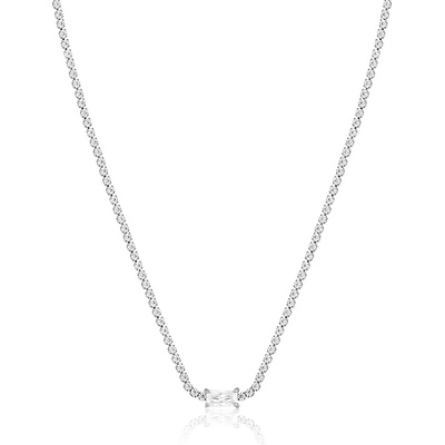 Daniel Klein DKJ. 5.3001-1 Дамско колие - неръждаема стомана, богата инкрустация с кристали, сребрист цвят
