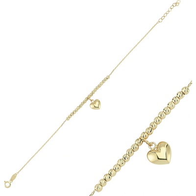 Lillian Vassago zlatý náramek se srdcem a kuličkami LLV46-GB047