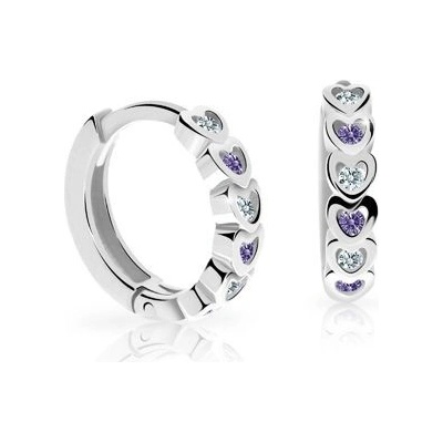 Danfil dětské náušnice kroužky C3339 z bílého zlata s kamínky Amethyst